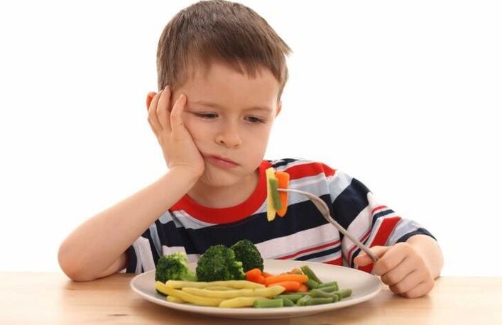Nos nenos, a helmintiasis causa perda de apetito